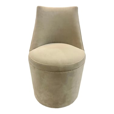Caracole Couture Modern Taupe Velvet Barrel Roll Accent Chair