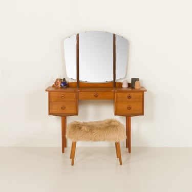 Scandinavian mid century dressing table with adjustable mirror, Norway, 1970s 