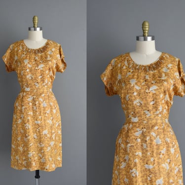 1950s vintage dress | Ann Kauffman Cooper Floral Print Dress | Medium | 50s dress 