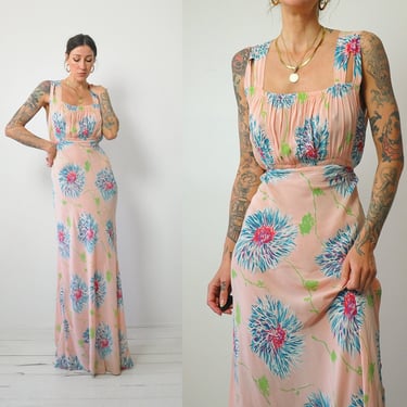 1930's Aster Flower Bias Dress