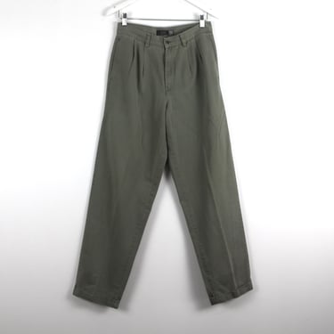 vintage cotton PLEATED khaki/green slouchy baggy 90s y2k vintage slacks pants -- size 29x31 