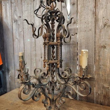 Antique Wrought Iron 5 Arm Chandelier 17 x 25