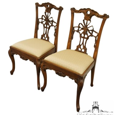 Set of 2 VINTAGE ANTIQUE Traditional Style Ribbon Back Dining Side Chairs 