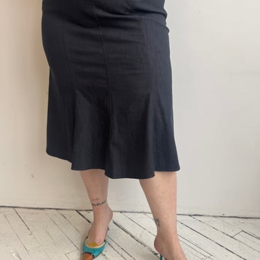 Vintage - Black Denim Midi Skirt (1X)