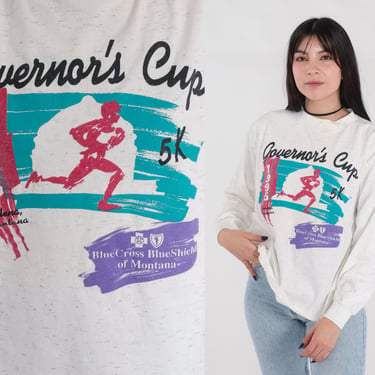 1995 Governors Cup Shirt 90s Helena Montana T-shirt 5K Run Graphic Tee Long Sleeve Running Race TShirt Retro Single Stitch Vintage Large L 