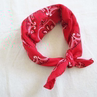 Vintage 1950s Fast Color Elephant Trunk Up Red Bandana - 50s Western Cowboy Bandana Soft Worn In 