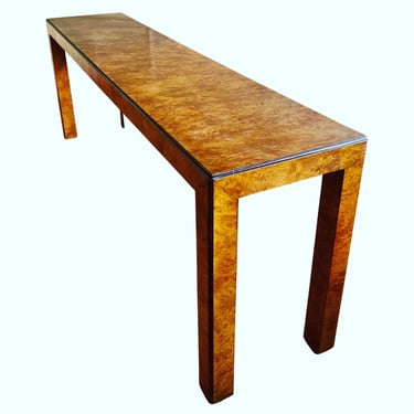 X Long Burl Wood Sofa/Console Parsons Table by John Widdicomb