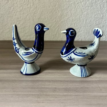 Vintage Soholm Bird Candle Holders, Set of Two Danish studio pottery Birds by Gerd Hiort Petersen. Vintage Birds. Bornholm Mid century 