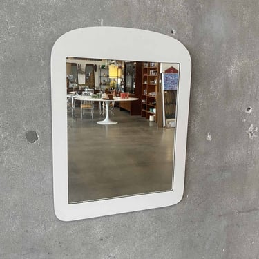 Vintage 1960s Post Modern White Wood Mirror