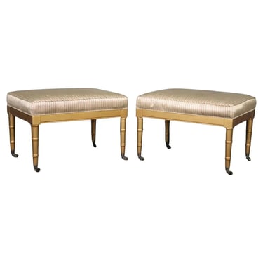 Pair of Gold Paint Decorated Faux Bamboo French Benches Stools