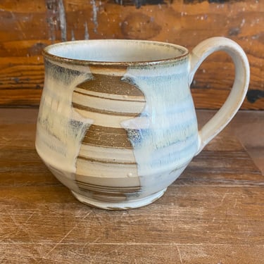 Mug - White with Marbled Clay Geometric Shapes 
