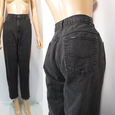 Vintage 90s Chic Faded Black High Waist Tapered Leg Mom Jeans Size 12 29 x 30 