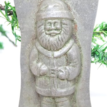 Antique 1 Piece 1920's Chocolate Belsnickel Santa Mold, Pewter Covered Steel,  Vintage 1 Side Christmas Mold 