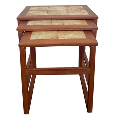 Danish Nesting Tables with Ceramic Tile Top 