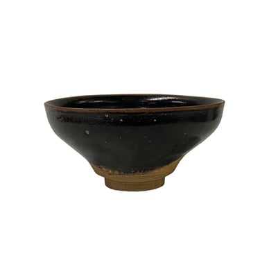 Chinese Jianye Clay Matte Bronze Black Glaze Decor Bowl Display Art ws3319E 