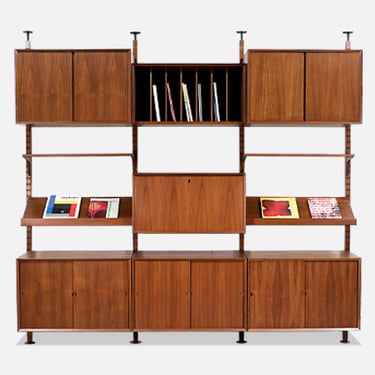 Danish Modern Tension Pole Wall Unit System by Poul Cadovius