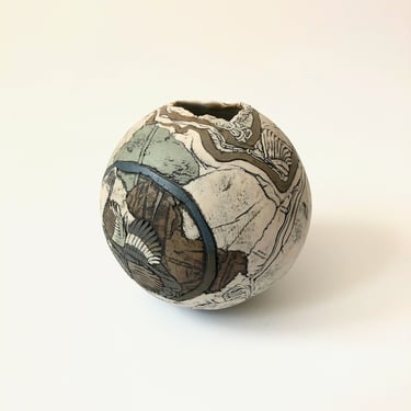 Textured Sphere Vase - Vintage Studio Pottery 