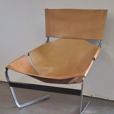 Mid Century Pierre Paulin F444 Leather Lounge Chair 
