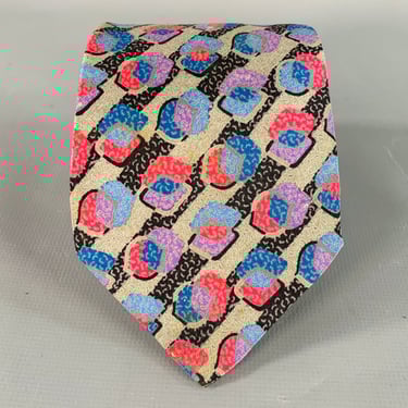 MISSONI Vintage Grey Blue Red Abstract Dots Silk Tie