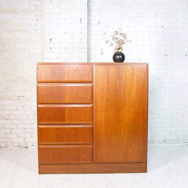 Vintage MCM 5 drawer tallboy teak wardrobe Made in Denmark | Free delivery in NYC and Hudson Valley areas 
