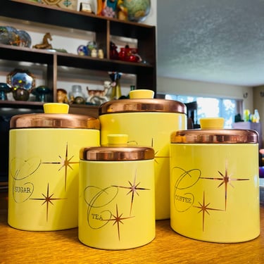 Mid Century Canisters for Kitchen Flour Sugar Cans 