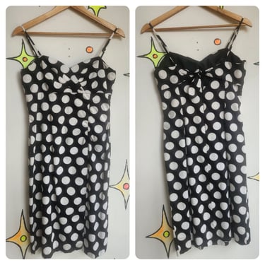 Vintage 80s | Black & White Polka Dot Mini Party Dress 