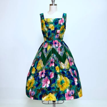 Velvet Chevron 1950s Dress