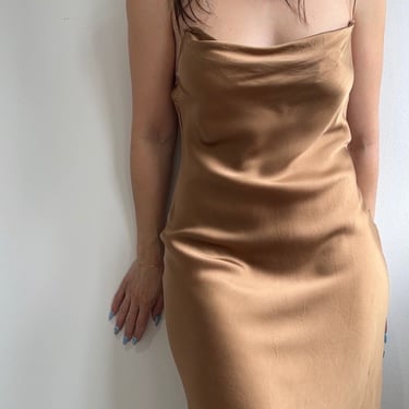 Bronze Silk Slip Dress