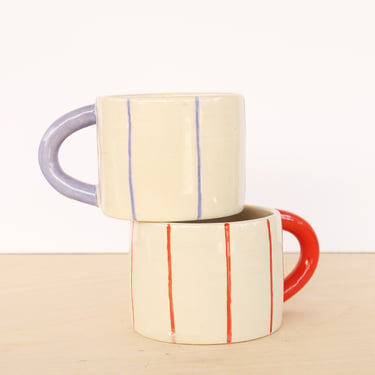 Striped Ceramic Mug / Colourful Ceramic Mug / Housewarming Gift / Coffee Mug 