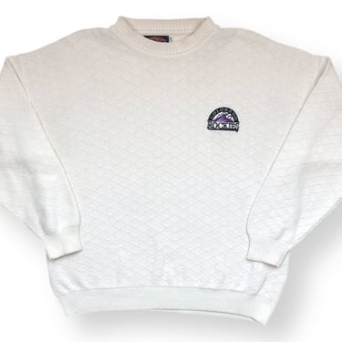 Vintage 90s Nutmeg Mills Colorado Rockies Embroidered Knit Sweater Sweatshirt Pullover Size Large 
