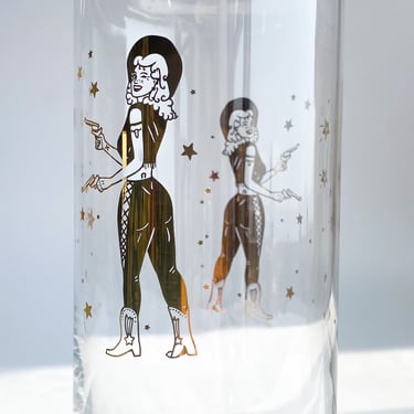 Cowgirl Shoots for the Stars Glass