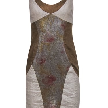 Nicole Miller Collection - Metallic Color Block Linen Sheath Dress Sz 4