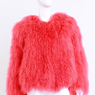 Coral Mongolian Fur Jacket