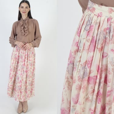 Laura Ashley Floral Print Skirt, Vintage Romantic Cotton Material, Womens Maxi Size UK 12 US 10 