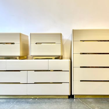Post Modern Lane furniture cream and gold trim dresser set 