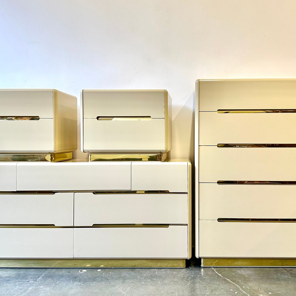 vintage white and gold dresser Antique Dresser