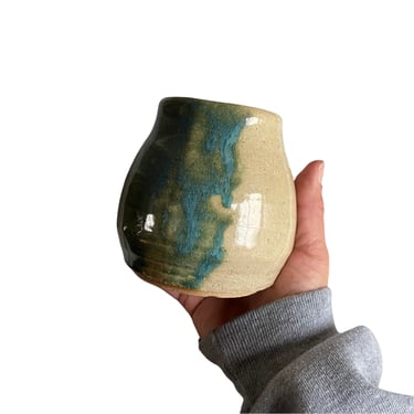 Vintage Studio Pottery Stoneware Drip Glaze Planter Vase Signed by artist 