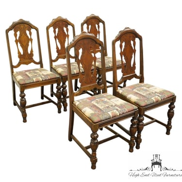 Set of 5 CHICASAW FURNITURE European English Tudor Style Dining Side Chairs 