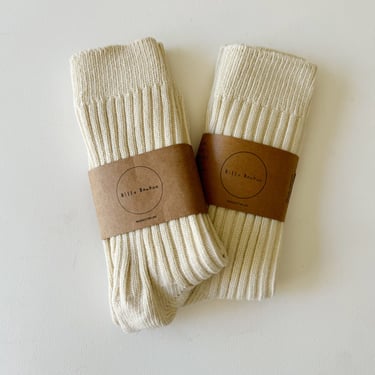 Billy Bamboo | Ribbed Cotton Socks in Oat