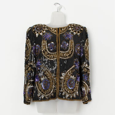 Vintage floral sequin top jacket in gold and purple - Small / Medium 