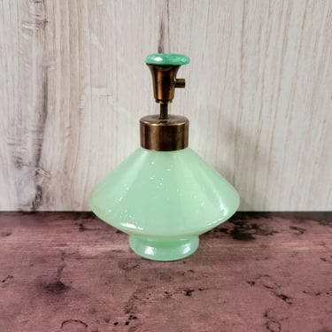 I.W. Rice Co. Jadeite Perfume Atomizer, Vintage Glass Fragrance Bottle (small chip) 