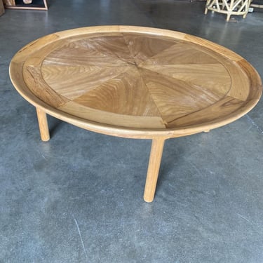 Large 40" High Style Mid-Century Round Inlayed Coffee Table 