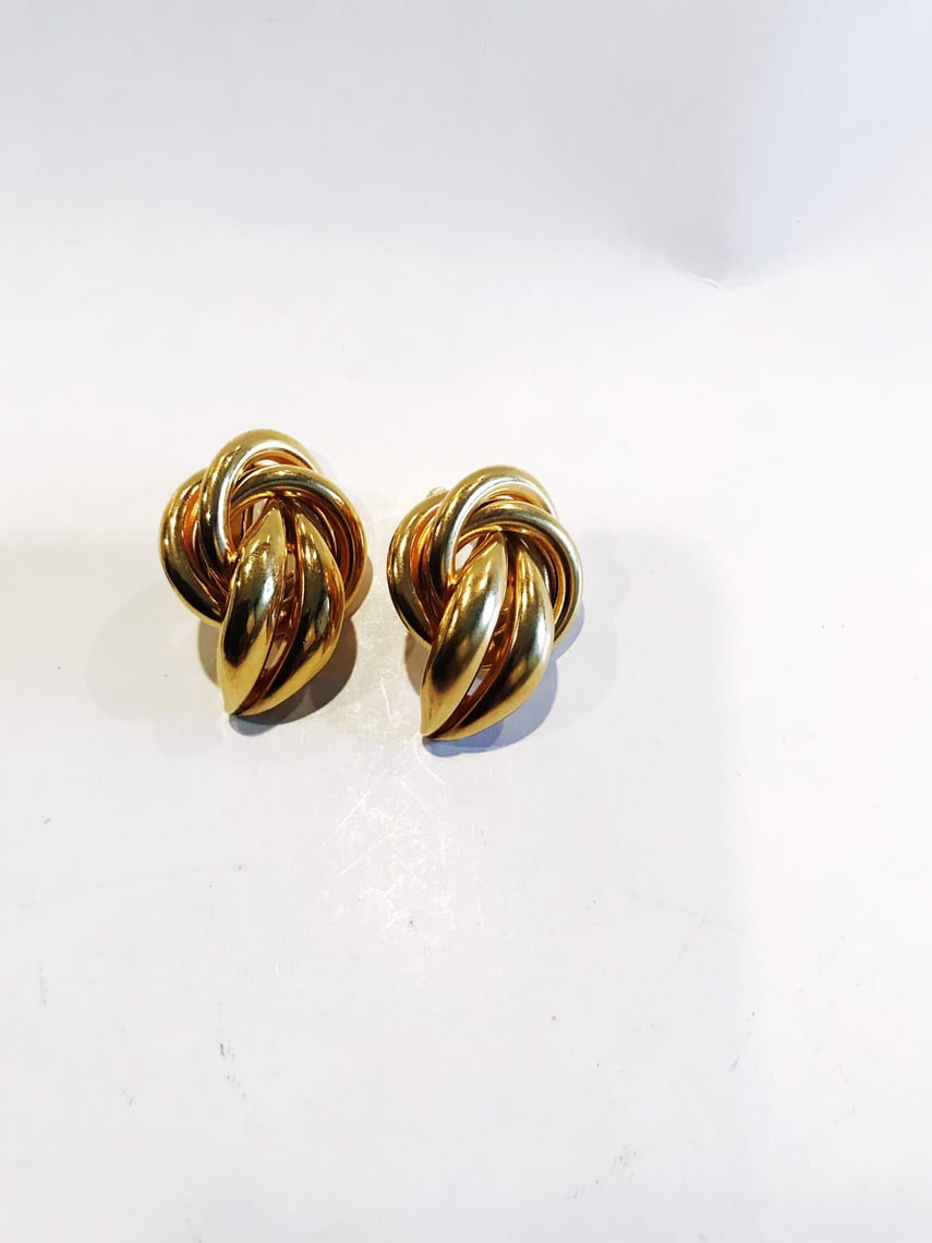 1980's 80s Vintage Large Twisted Gold Tone Earrings Screw On | Chris ...