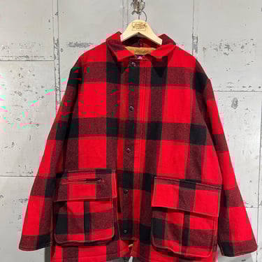 Vintage 80s Woolrich Buffalo Plaid Wool Jacket 1980s Large Hunting jacket chore jacket 