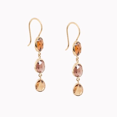 Triple Drop Zircon Dangle Earrings