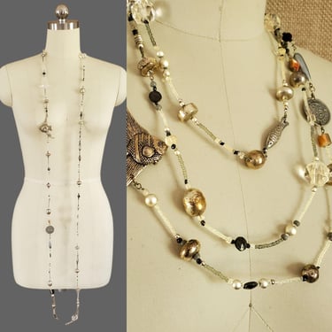 1970s Extra Long Beaded Necklace - 80