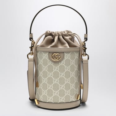 Gucci Ophidia Mini Bucket Bag In Beige And White Gg Supreme Fabric Women