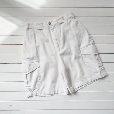 white cargo shorts | 80s 90s vintage white cotton khaki high waisted shorts 