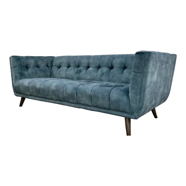 Modern Tufted Turquoise Tufted Velvet Sofa