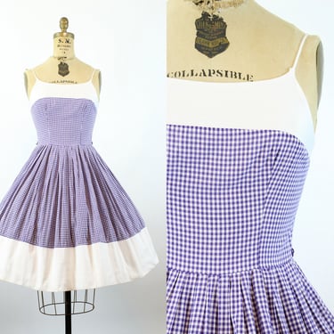 1950s JUNIOR HOUSE gingham cotton sun dress xs | new summer 